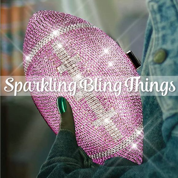 Sparkling Bling Things Handbags - NWT Sparkling Bling Swarovski Crystal Football Clutch Purse Bag Super Bo…